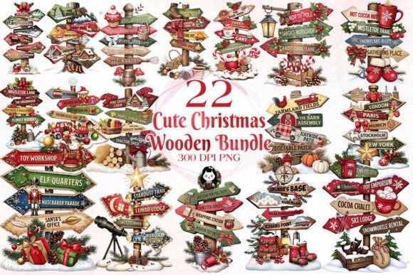 Download Whimsical Christmas Signpost Clipart - Art Collection