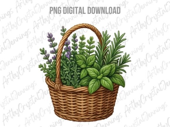 Download Fresh Herb Garden Basket Clipart PNG - Art Collection