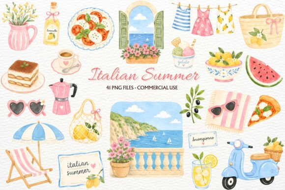 Download Italian Summer Clipart Coastal PNG Italy - Art Collection