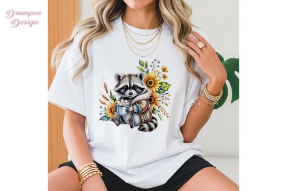 Download Cute Raccoon Fall Flowers PNG Clipart - Art Collection