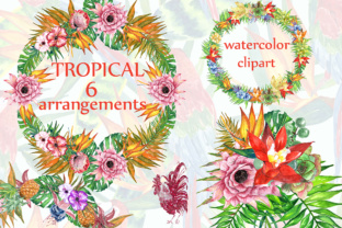 Download Tropic Watercolor Clipart TROPICAL FLOWERS Tropical Wreaths Flower Bouquets Summer Clipart - Art Collection