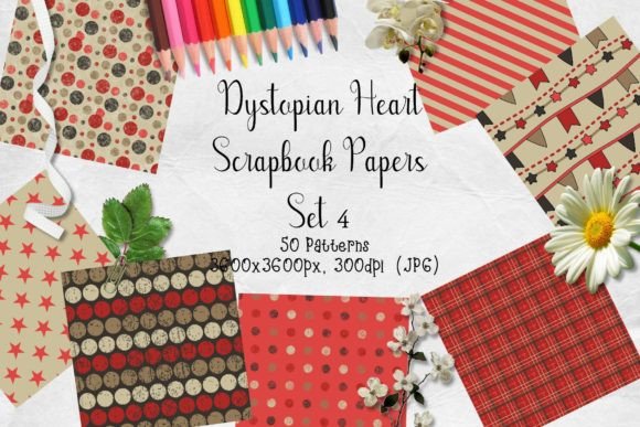 Download Dystopian Heart Scrapbook Paper Set 4 - Art Collection