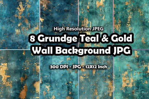 Download 8 Grudge Teal &amp; Gold Wall Background JPG - Jpg Collection