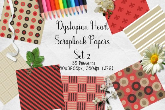 Download Dystopian Heart Scrapbook Paper Set 2 - Art Collection