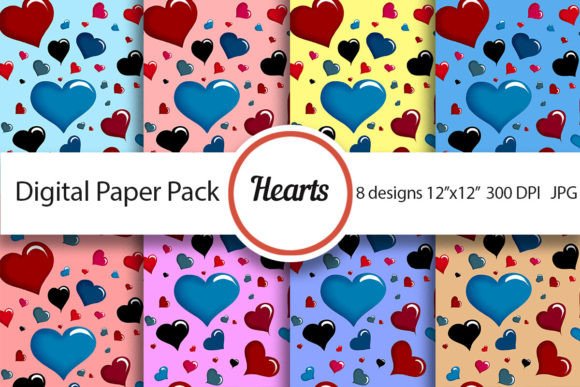 Download Heart Pattern, Love Digital Paper Pack - Art Collection