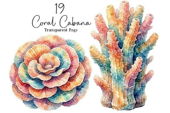 Download Coral Cabana Watercolor Clipart Set - Art Collection