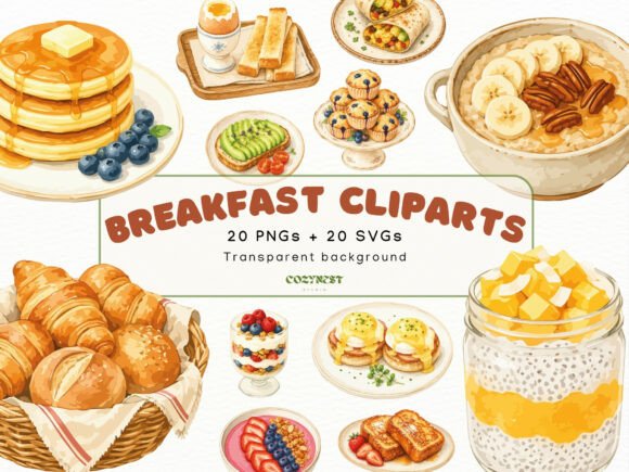 Download Breakfast Watercolor Cliparts, Food PNG - Art Collection