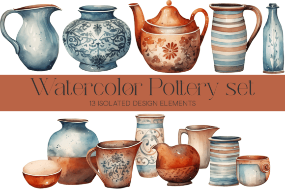 Download Watercolor Pottery Clip Art, Set 1 - Art Collection