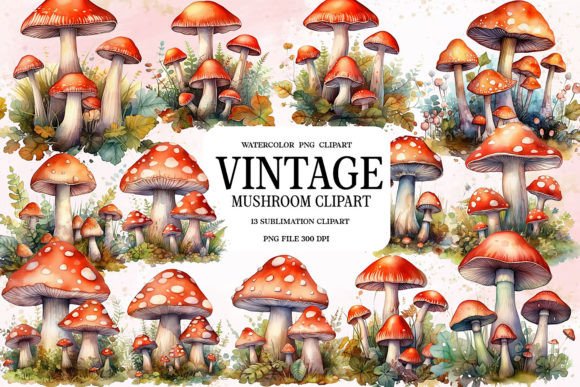 Download Vintage Cottagecore Mushroom Clipart - Art Collection