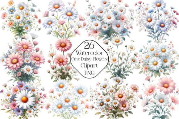 Download Watercolor Daisy Cute Flowers Clipart - Art Collection