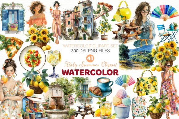 Download Watercolor Italy Summer Clipart - Art Collection