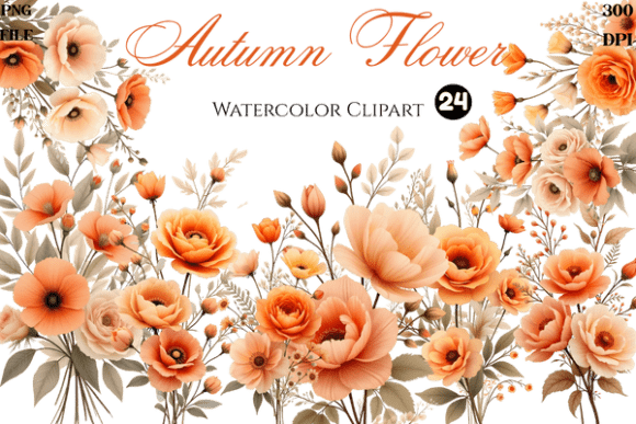 Download Watercolor Autumn Flower Cliparts Bundl - Art Collection
