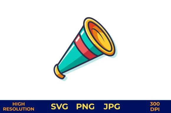 Download Party Horn Vector in Bold Rainbow Colors - Art Collection
