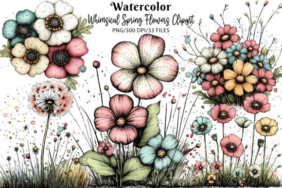 Download Whimsical Spring Flowers Clipart - Art Collection