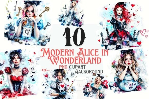 Download Modern Alice in Wonderland Clipart Set - Art Collection