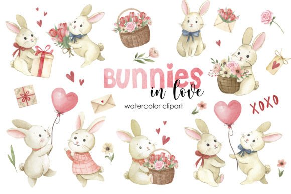 Download Cute Bunnies Valentine's Day Clipart - Art Collection