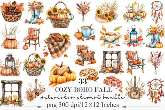 Download Cozy Boho Fall Clipart - Art Collection