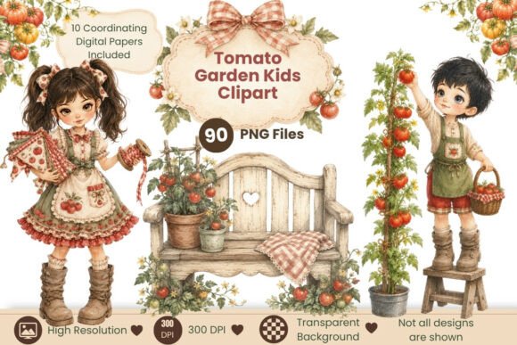 Download Tomato Garden Kids Clipart Bundle - Art Collection