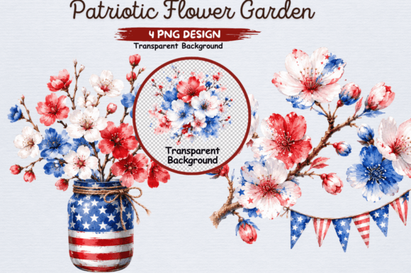 Download Patriotic Flower Garden Clipart PNG, Red - Art Collection