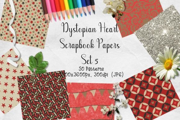 Download Dystopian Heart Scrapbook Paper Set 5 - Art Collection