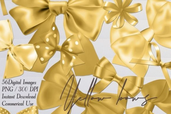 Download Yellow Satin Ribbon Bows Cliparts PNG - Art Collection