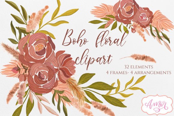 Download Boho Fall Floral Clipart Set - Art Collection