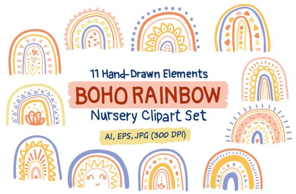 Download Boho Rainbow Clipart Baby Nursery Decor - Art Collection