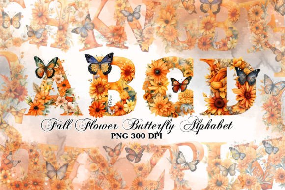Download Fall Flower Butterfly Alphabet Clipart - Art Collection