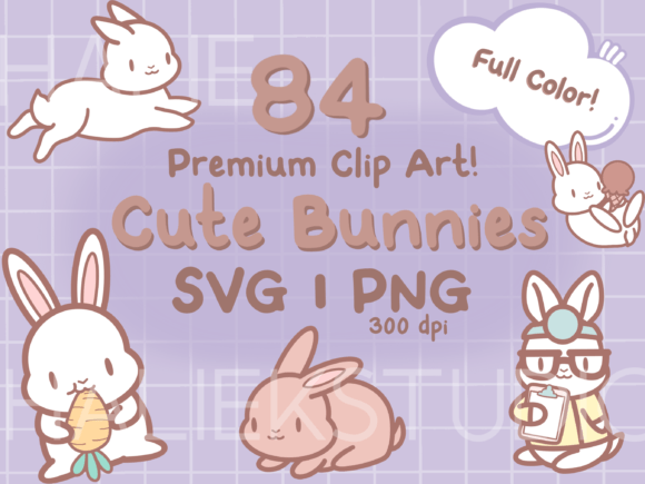 Download Cute Bunnies Color Clip Art PNGs SVGs - Art Collection