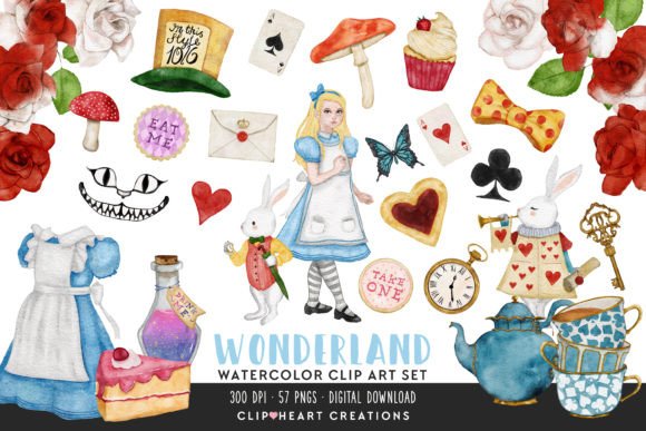 Download Alice in Wonderland Watercolour Clip Art - Art Collection