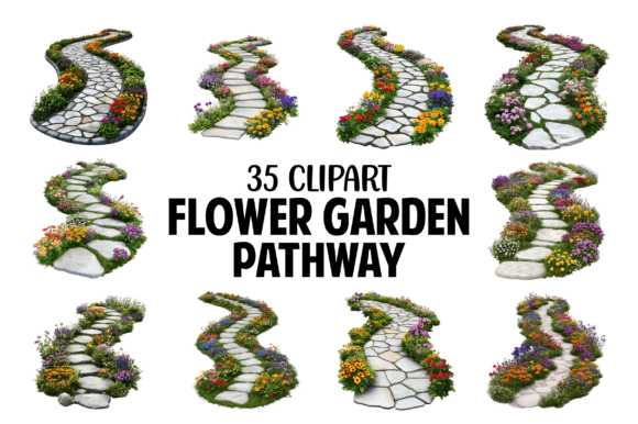 Download Flower Garden Pathway Clipart Bundle PNG - Art Collection