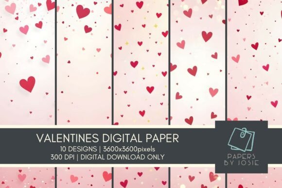Download Confetti Hearts Valentines Digital Paper - Art Collection
