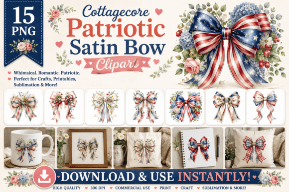 Download Cottagecore Patriotic Satin Bow Clipart - Art Collection