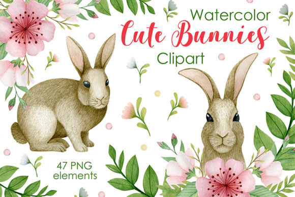 Download Watercolor Cute Bunnies Clipart - Art Collection